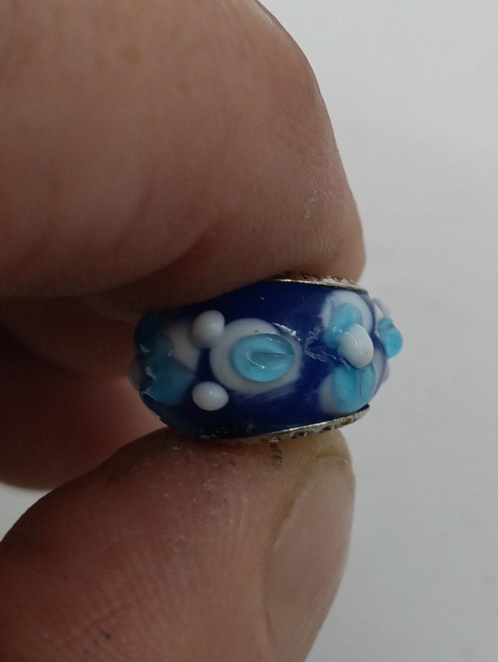 Blue Flowers Pandora Charm S925 Murano Glass